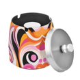 thumbnail image 1 of Yayeee Ashtray with Lid for Cigarette Smokeless Stainless Steel Home Ash Holder, Swirling Circles, 1 of 7