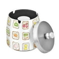 thumbnail image 1 of Yayeee Ashtray with Lid for Cigarette Smokeless Stainless Steel Home Ash Holder, Toasts Pattern, 1 of 7