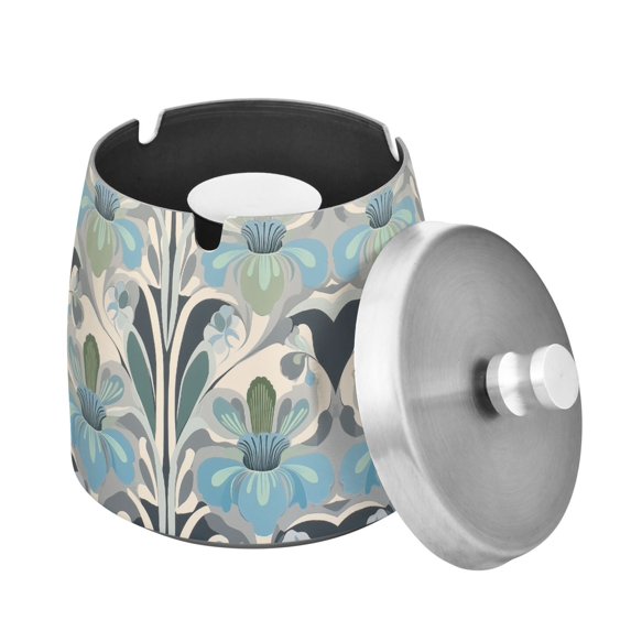 Yayeee Ashtray with Lid for Cigarette Smokeless Stainless Steel Home Ash Holder, Vibrant Abstract Design