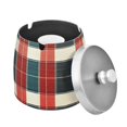 thumbnail image 1 of Yayeee Ashtray with Lid for Cigarette Smokeless Stainless Steel Home Ash Holder, Vibrant Red Tartan Pattern, 1 of 7
