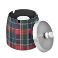 thumbnail image 1 of Yayeee Ashtray with Lid for Cigarette Smokeless Stainless Steel Home Ash Holder, Warm Tartan Mosaic, 1 of 7