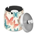 thumbnail image 1 of Yayeee Ashtray with Lid for Cigarette Smokeless Stainless Steel Home Ash Holder, Watercolor Butterflies, 1 of 7