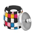 thumbnail image 1 of Yayeee Ashtray with Lid for Cigarette Smokeless Stainless Steel Home Ash Holder, White Checkered Pattern, 1 of 7
