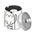thumbnail image 1 of Yayeee Ashtray with Lid for Cigarette Smokeless Stainless Steel Home Ash Holder, White Chubby Cat, 1 of 7