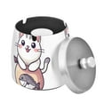 thumbnail image 1 of Yayeee Ashtray with Lid for Cigarette Smokeless Stainless Steel Home Ash Holder, White Cute Cat, 1 of 7
