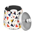 thumbnail image 1 of Yayeee Ashtray with Lid for Cigarette Smokeless Stainless Steel Home Ash Holder, White Geometric, 1 of 7