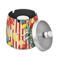 thumbnail image 1 of Yayeee Ashtray with Lid for Cigarette Smokeless Stainless Steel Home Ash Holder, White Striped Lemon, 1 of 7
