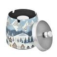 thumbnail image 1 of Yayeee Ashtray with Lid for Cigarette Smokeless Stainless Steel Home Ash Holder, Winter Village Serenity, 1 of 7