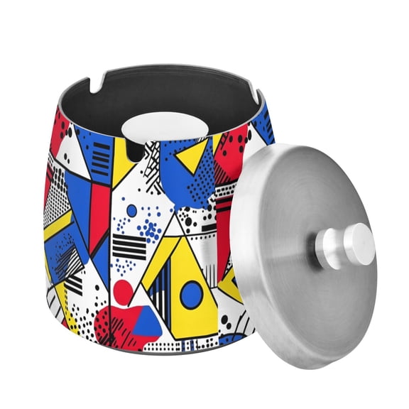 Yayeee Ashtray with Lid for Cigarette Smokeless Stainless Steel Home Ash Holder, Yelllow Simple Shapes