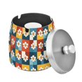 thumbnail image 1 of Yayeee Ashtray with Lid for Cigarette Smokeless Stainless Steel Home Ash Holder, Yellow Checkered Daisy, 1 of 7