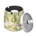 thumbnail image 1 of Yayeee Ashtray with Lid for Cigarette Smokeless Stainless Steel Home Ash Holder, Yellow Floral Rabbit, 1 of 7