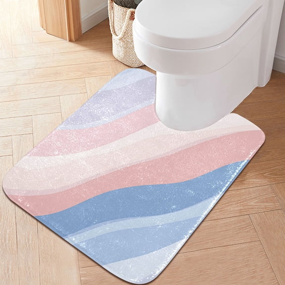 Yayeee Bath Rug for Bathroom Floor Non Slip Contour Fluffy Soft Absorbent Mat, 20"x24", Abstract Blue