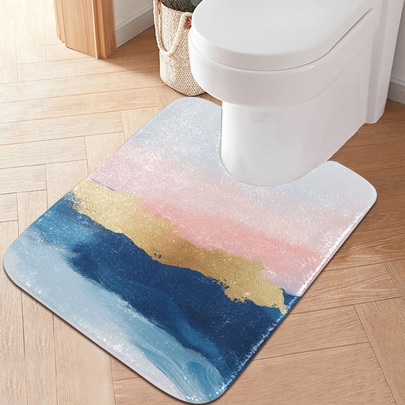 Yayeee Bath Rug for Bathroom Floor Non Slip Contour Fluffy Soft Absorbent Mat, 20"x24", Abstract Painting