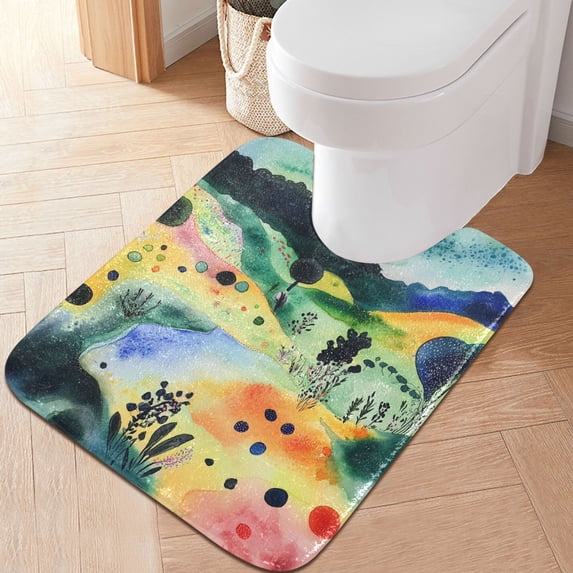 Yayeee Bath Rug for Bathroom Floor Non Slip Contour Fluffy Soft Absorbent Mat, 20"x24", Art Field