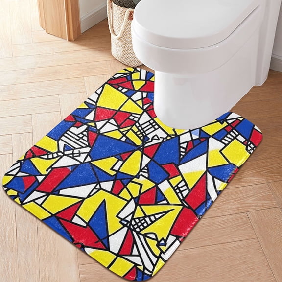Yayeee Bath Rug for Bathroom Floor Non Slip Contour Fluffy Soft Absorbent Mat, 20"x24", Art Triangles