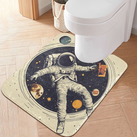 Yayeee Bath Rug for Bathroom Floor Non Slip Contour Fluffy Soft Absorbent Mat, 20"x24", Astronaut Floating