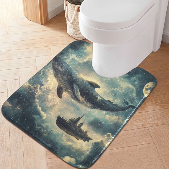 Yayeee Bath Rug for Bathroom Floor Non Slip Contour Fluffy Soft Absorbent Mat, 20"x24", Beige Floating Whale