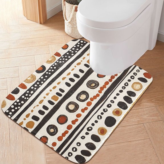 Yayeee Bath Rug for Bathroom Floor Non Slip Contour Fluffy Soft Absorbent Mat, 20"x24", Black Abstract Dots