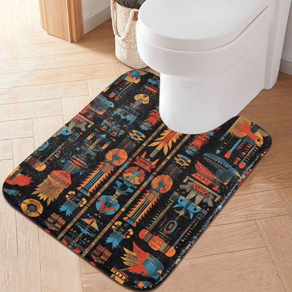 Yayeee Bath Rug for Bathroom Floor Non Slip Contour Fluffy Soft Absorbent Mat, 20"x24", Black Geometric
