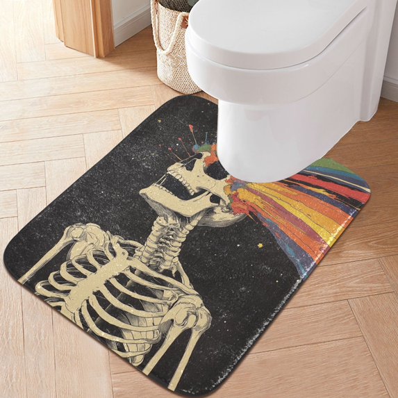 Yayeee Bath Rug for Bathroom Floor Non Slip Contour Fluffy Soft Absorbent Mat, 20"x24", Black Skeleton