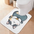 thumbnail image 1 of Yayeee Bath Rug for Bathroom Floor Non Slip Contour Fluffy Soft Absorbent Mat, 20"x24", Blue Cute Cat, 1 of 7