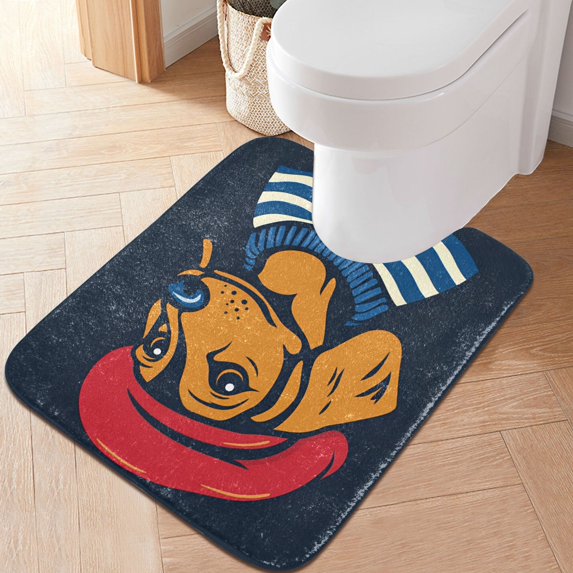 Yayeee Bath Rug for Bathroom Floor Non Slip Contour Fluffy Soft Absorbent Mat, 20"x24", Blue Dog Artist