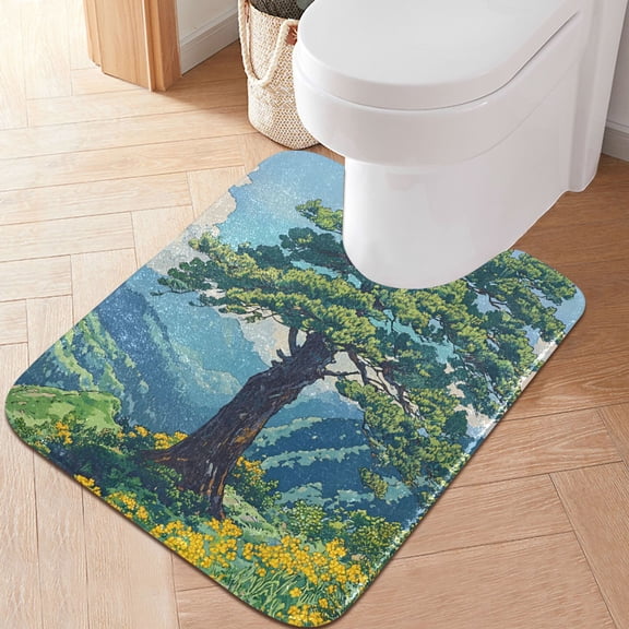 Yayeee Bath Rug for Bathroom Floor Non Slip Contour Fluffy Soft Absorbent Mat, 20"x24", Blue Mountain