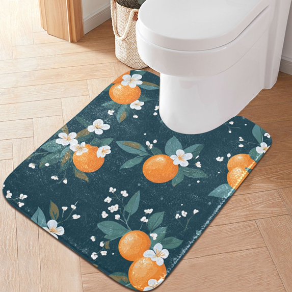 Yayeee Bath Rug for Bathroom Floor Non Slip Contour Fluffy Soft Absorbent Mat, 20"x24", Blue Oranges