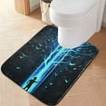 thumbnail image 1 of Yayeee Bath Rug for Bathroom Floor Non Slip Contour Fluffy Soft Absorbent Mat, 20"x24", Blue Tree, 1 of 7