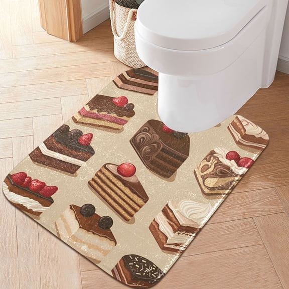 Yayeee Bath Rug for Bathroom Floor Non Slip Contour Fluffy Soft Absorbent Mat, 20"x24", Brown Cakes