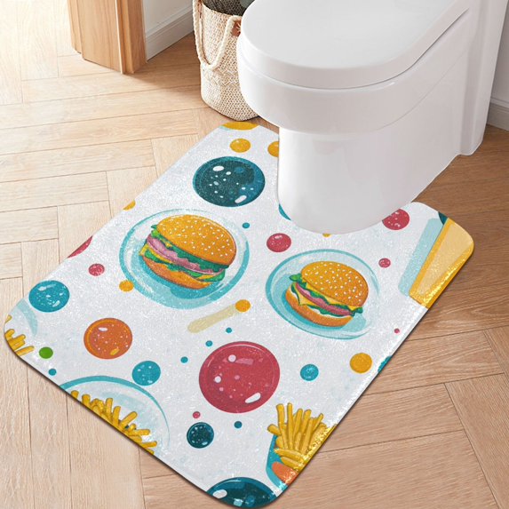 Yayeee Bath Rug for Bathroom Floor Non Slip Contour Fluffy Soft Absorbent Mat, 20"x24", Bubbles Hamburger