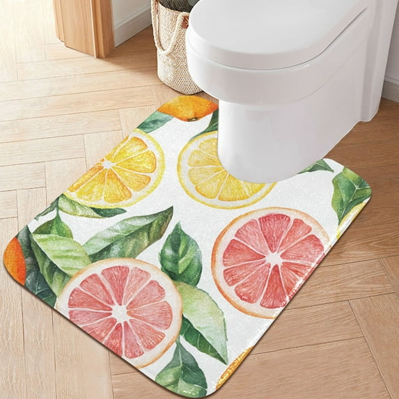 Yayeee Bath Rug for Bathroom Floor Non Slip Contour Fluffy Soft Absorbent Mat, 20"x24", Candy Grapefruit