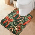 thumbnail image 1 of Yayeee Bath Rug for Bathroom Floor Non Slip Contour Fluffy Soft Absorbent Mat, 20"x24", Christmas Holly Bows, 1 of 7