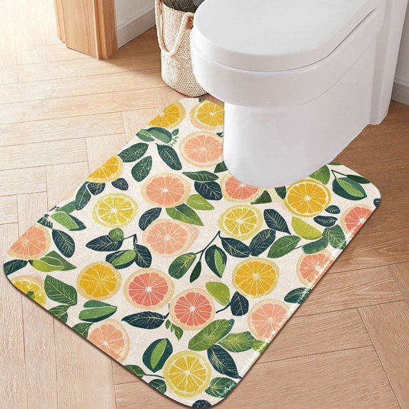 Yayeee Bath Rug for Bathroom Floor Non Slip Contour Fluffy Soft Absorbent Mat, 20"x24", Citrus Fruits