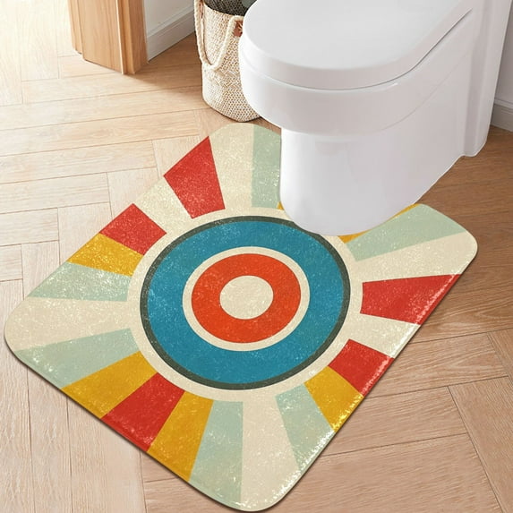 Yayeee Bath Rug for Bathroom Floor Non Slip Contour Fluffy Soft Absorbent Mat, 20"x24", Colorful Circles