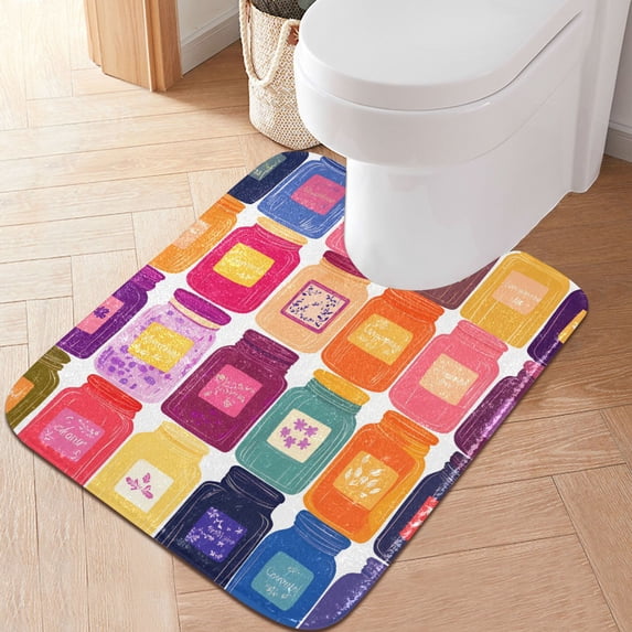 Yayeee Bath Rug for Bathroom Floor Non Slip Contour Fluffy Soft Absorbent Mat, 20"x24", Colorful Jars