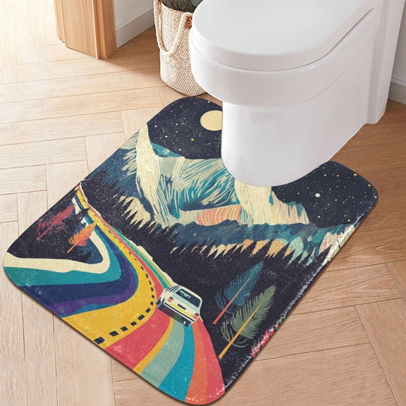 Yayeee Bath Rug for Bathroom Floor Non Slip Contour Fluffy Soft Absorbent Mat, 20"x24", Evening Mountain Road