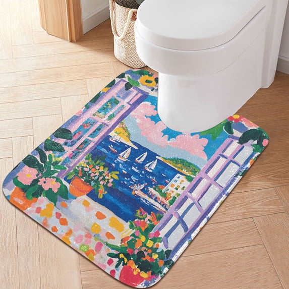 Yayeee Bath Rug for Bathroom Floor Non Slip Contour Fluffy Soft Absorbent Mat, 20"x24", Floral Window
