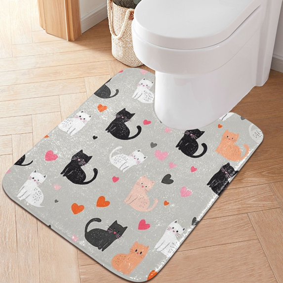 Yayeee Bath Rug for Bathroom Floor Non Slip Contour Fluffy Soft Absorbent Mat, 20"x24", Gray Cartoon Pattern