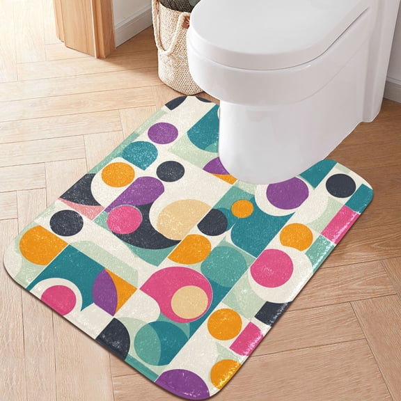 Yayeee Bath Rug for Bathroom Floor Non Slip Contour Fluffy Soft Absorbent Mat, 20"x24", Green Geometric