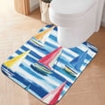 thumbnail image 1 of Yayeee Bath Rug for Bathroom Floor Non Slip Contour Fluffy Soft Absorbent Mat, 20"x24", Green Sailboats, 1 of 7