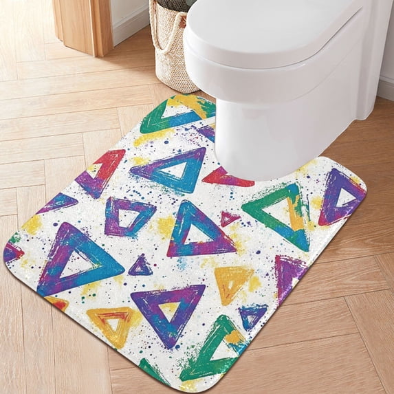 Yayeee Bath Rug for Bathroom Floor Non Slip Contour Fluffy Soft Absorbent Mat, 20"x24", Green Simple Triangles