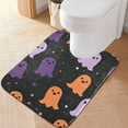 thumbnail image 1 of Yayeee Bath Rug for Bathroom Floor Non Slip Contour Fluffy Soft Absorbent Mat, 20"x24", Halloween Orange Ghosts, 1 of 7