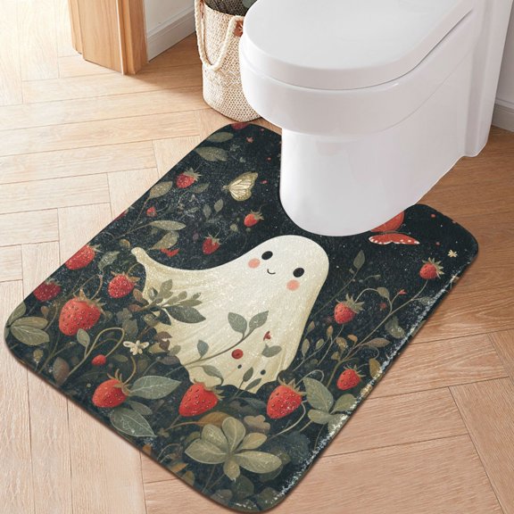 Yayeee Bath Rug for Bathroom Floor Non Slip Contour Fluffy Soft Absorbent Mat, 20"x24", Happy Ghost