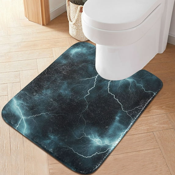 Yayeee Bath Rug for Bathroom Floor Non Slip Contour Fluffy Soft Absorbent Mat, 20"x24", Lightning Pattern