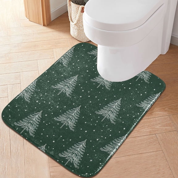 Yayeee Bath Rug for Bathroom Floor Non Slip Contour Fluffy Soft Absorbent Mat, 20"x24", New Year Tree Pattern