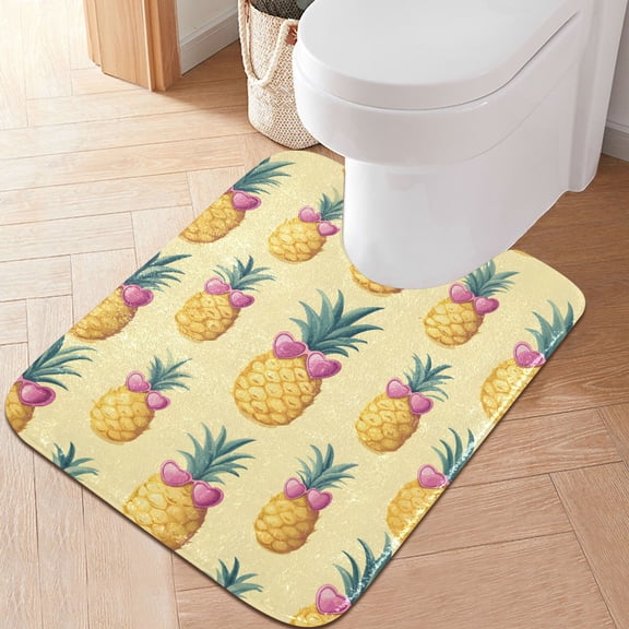 Yayeee Bath Rug for Bathroom Floor Non Slip Contour Fluffy Soft Absorbent Mat, 20"x24", Pineapple Love