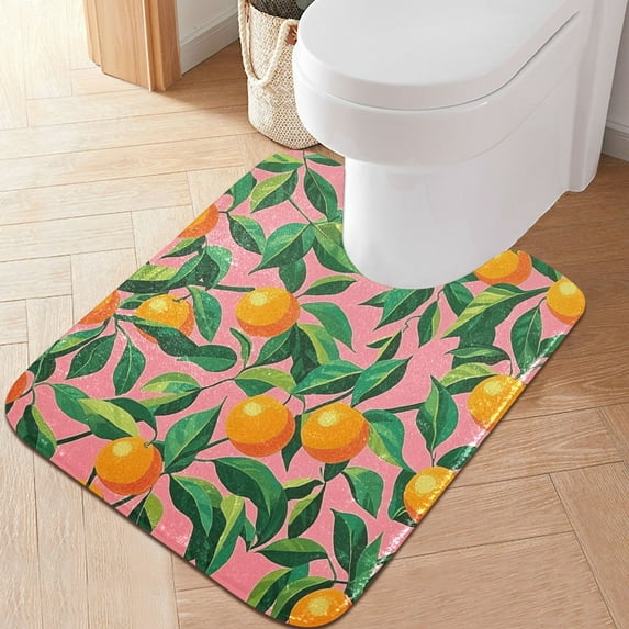 Yayeee Bath Rug for Bathroom Floor Non Slip Contour Fluffy Soft Absorbent Mat, 20"x24", Pink Oranges