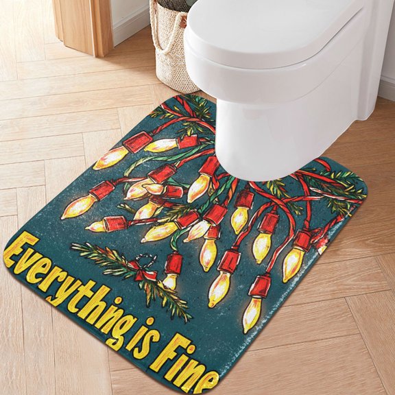Yayeee Bath Rug for Bathroom Floor Non Slip Contour Fluffy Soft Absorbent Mat, 20"x24", Red Christmas Light