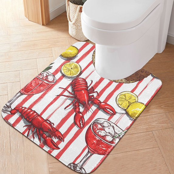 Yayeee Bath Rug for Bathroom Floor Non Slip Contour Fluffy Soft Absorbent Mat, 20"x24", Red Lobster